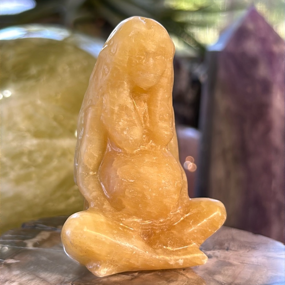 🌸SALE🌸 Orange Calcite Mother Earth Carving!